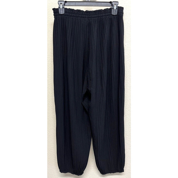 AYR Pleaded Barrel Leg Jogger Pants Size S Black Side Slits Drawcord - Picture 9 of 12